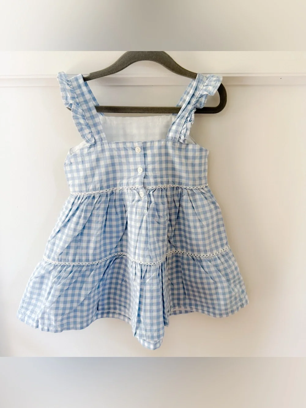 Two Like New Toddler Girls Dresses, Blue Gingham & Hearts Denim Dress, Size 3T